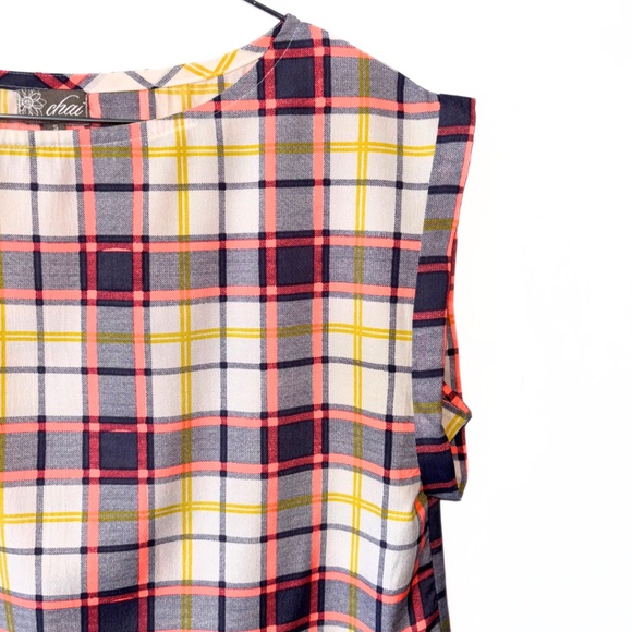 Chai Fashions Plaid Sleeveless Top Size S - Picture 3 of 6